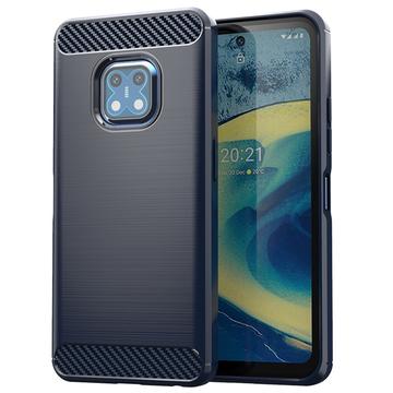 Coque Nokia XR20 en TPU Brossé - Fibre de Carbone - Bleu