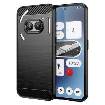 Coque Nothing Phone (2a) en TPU Brossé - Fibre de Carbone - Noire