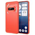Coque Nothing Phone (3a) en TPU Brossé - Fibre de Carbone - Rouge