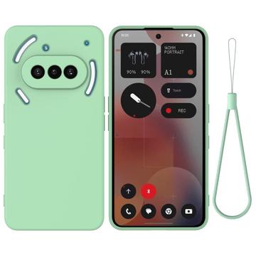 Coque Nothing Phone (3a) en silicone liquide avec dragonne - Verte