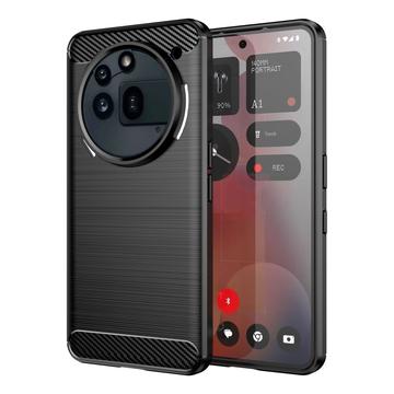 Coque Nothing Phone (3a) Pro en TPU Brossé - Fibre de Carbone - Noire