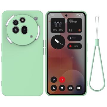 Coque Nothing Phone (3a) Pro en silicone liquide avec dragonne - Verte