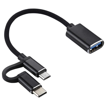 Adaptateur en T USB 3.0 vers MicroUSB et USB-C Goobay - Blanc