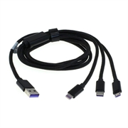 Câble de charge OTB 3-en-1 - Lightning, USB-C, MicroUSB - 1m - Noir