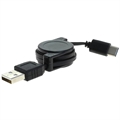 Câble de Données Enroulable OTB USB-A 2.0 / USB-C - 70cm - Noir