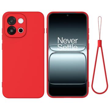 Coque OnePlus 13T en silicone liquide avec dragonne - Rouge