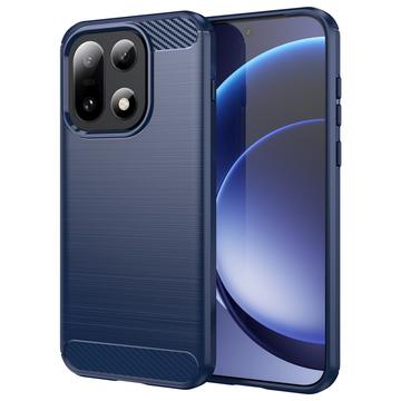 Coque OnePlus 15 en TPU Brossé - Fibre de Carbone - Bleue