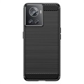 Coque OnePlus Ace/10R en TPU Brossé - Fibre de Carbone - Noire