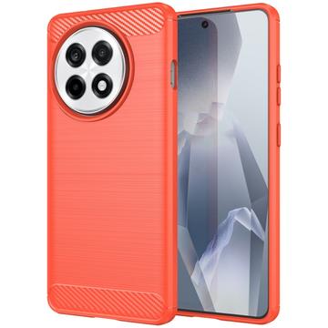 Coque OnePlus Ace 5/5 Pro/13R en TPU Brossé - Fibre de Carbone - Rouge