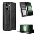 Étui Portefeuille OnePlus Ace 5 Racing/Nord CE5 avec Fermeture Magnétique Rétro - Noir