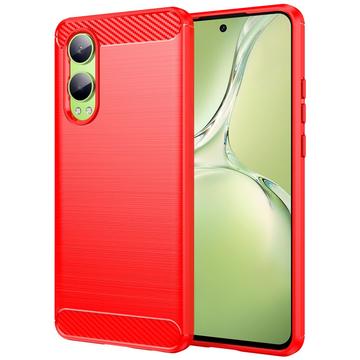 Coque OnePlus Nord CE4 Lite/Oppo K12x en TPU Brossé - Fibre de Carbone - Rouge