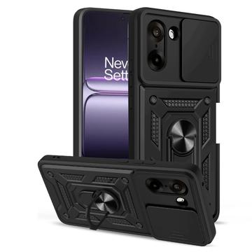 Coque Hybride OnePlus Nord CE5 à Anneau Rotatif avec Protection pour Appareil Photo - Noire