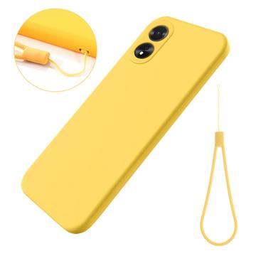 Coque Oppo A18/A38 en silicone liquide avec dragonne - Jaune