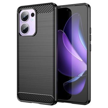 Coque Oppo Reno13 F en TPU Brossé - Fibre de Carbone - Noire