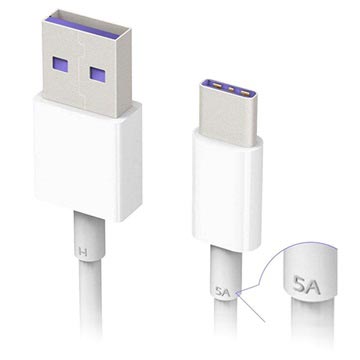 Câble USB Type-C Huawei HL1289 SuperCharge - 1m - Blanc