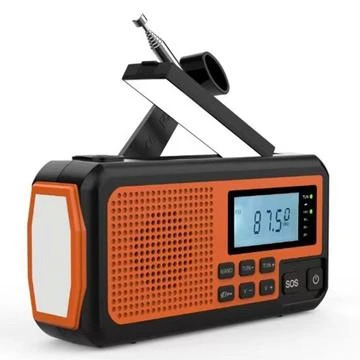 Radio d\'urgence extérieure à énergie solaire avec manivelle SY373 - 4000mAh