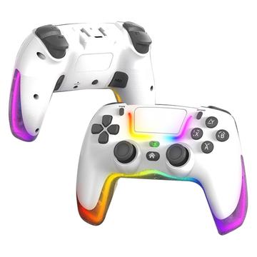 P07 Dazzle Lighting Manette Bluetooth sans fil pour PS4/Android/iOS/Switch/PC - Blanc