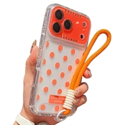 Coque PC/TPU iPhone 17 Pro Max avec film pour objectif et sangle - Polka Dot - Orange