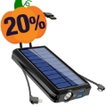 Bloc d'Alimentation Solaire sans Fil PSOOO PS-158 - 10000mAh - Noir