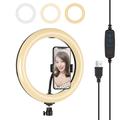 PULUZ PU397 10-inch 3 Modes Dimmable LED Photography Ring Video Light with Mobile Phone Clip for Vlogging - Noir
