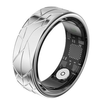 PX02 Crack Design Smart Ring multifonction avec contrôle photo - Taille : 19.9mm - Argent