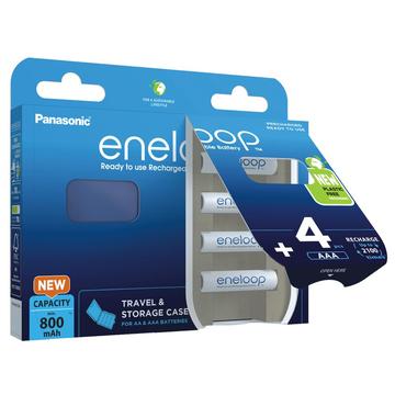 Panasonic Eneloop BK-3MCDEC4BE Piles AA rechargeables 2000mAh avec boîte de rangement - 4 Pcs.