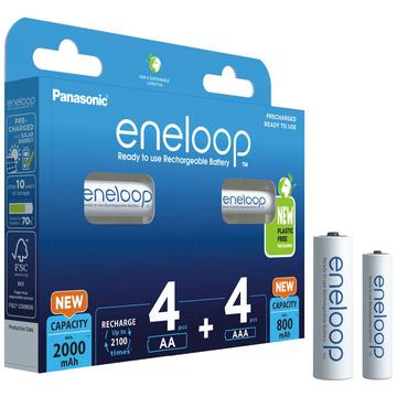 Panasonic Eneloop Mix BK-KJMCDE44E 8BE Piles rechargeables AA/AAA - 2000mAh/800mAh - 8 Pcs.