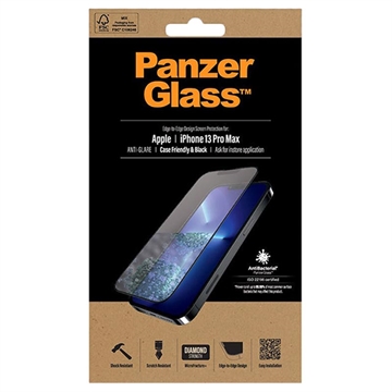 Protecteur d\'Écran iPhone 13 Pro Max PanzerGlass AntiBacterial - Antireflet - Case Friendly - Bord Noir