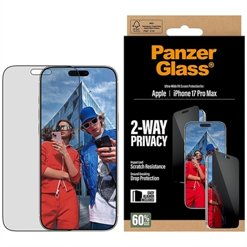 Protection d\'écran confidentialité iPhone 17 Pro Max PanzerGlass Ultra-Wide Fit EasyAligner 2-Way - 9H - Bord noir
