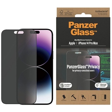 Protecteur d\'Écran iPhone 14 Pro Max PanzerGlass Ultra-Wide Fit Privacy EasyAligner - Bord Noir