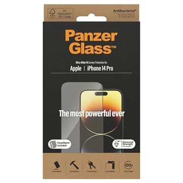 Protecteur d\'Écran iPhone 14 Pro PanzerGlass Ultra-Wide Fit EasyAligner - Bord Noir