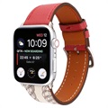 Bracelet Apple Watch Series 7/SE/6/5/4/3/2/1 en Cuir à Motif - 45mm/44mm/42mm - Rouge