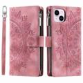 Étui Portefeuille iPhone 14 Plus Mandala Zipper - Rose Doré