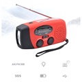 Radio Solaire Portable à Manivelle avec Lampe de Poche LED - Rouge