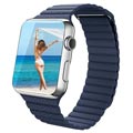 Bracelet Apple Watch Series 7/SE/6/5/4/3/2/1 en Cuir Premium - 45mm/44mm/42mm - Bleu