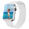 Bracelet Apple Watch Series 7/SE/6/5/4/3/2/1 en Cuir Premium - 45mm/44mm/42mm - Blanc