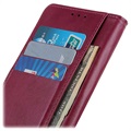 Étui Portefeuille Samsung Galaxy A10 Premium avec Fonction Béquille - Vin Rouge