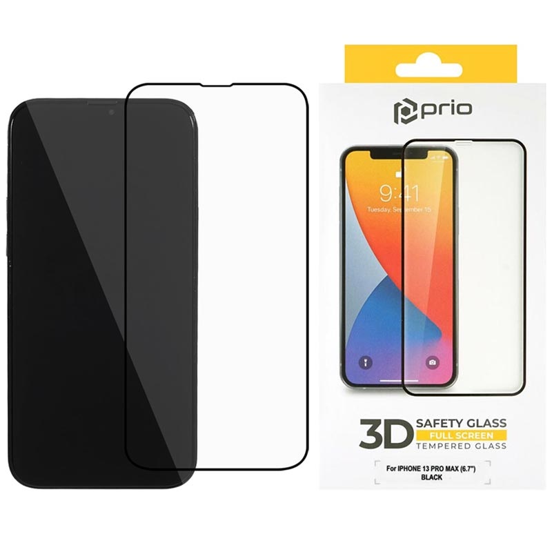 Protecteur d'Écran iPhone 13 Pro Max/14 Plus en Verre Trempé Prio 3D - Noir