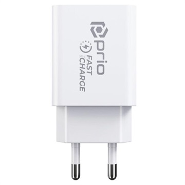 Chargeur Mural Prio Fast Charge - 18W, PD3.0, QC3.0 - Blanc