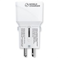 Adaptateur de Voyage Mondial avec USB-C, USB-A Prio Fast Charge - 20W - Blanc