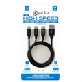 Câble de Charge Prio High-Speed 3-en-1 - 1.2m - Noir