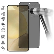 Protection d'écran Samsung Galaxy S25 en verre trempé Confidentialité - Déverrouillage par empreinte digitale - Bordure noire