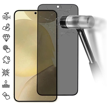 Protection d\'écran Samsung Galaxy S25 en verre trempé Confidentialité - Déverrouillage par empreinte digitale - Bordure noire