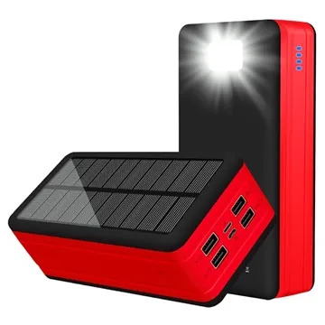 Chargeur Solaire Psooo PS-400 - 4xUSB-A, 50000mAh - Rouge