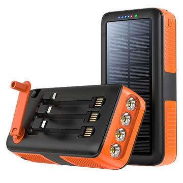 Psooo PS-618 Banque d\'énergie solaire 30000mAh avec manivelle