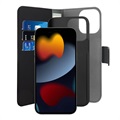 Étui Portefeuille iPhone 13 Pro Magnétique Puro 2-en-1 - Noir