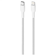 Câble USB-C / Lightning ultra-résistant en tissu Puro - 2m, 20W - blanc