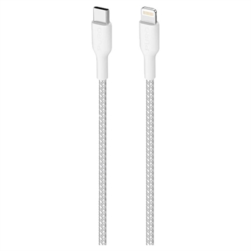 Câble USB-C / Lightning ultra-résistant en tissu Puro - 2m, 20W - blanc