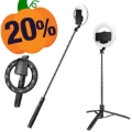 Q05s Ring Light 1680mm Bluetooth Selfie Stick intégré de 8" avec trépied pliable pour la diffusion en direct et l'enregistrement vidéo