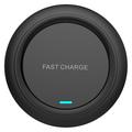 Chargeur Sans Fil De Forme Ronde Q18 15W Tapis De Charge De Bureau À Charge Rapide - Noir